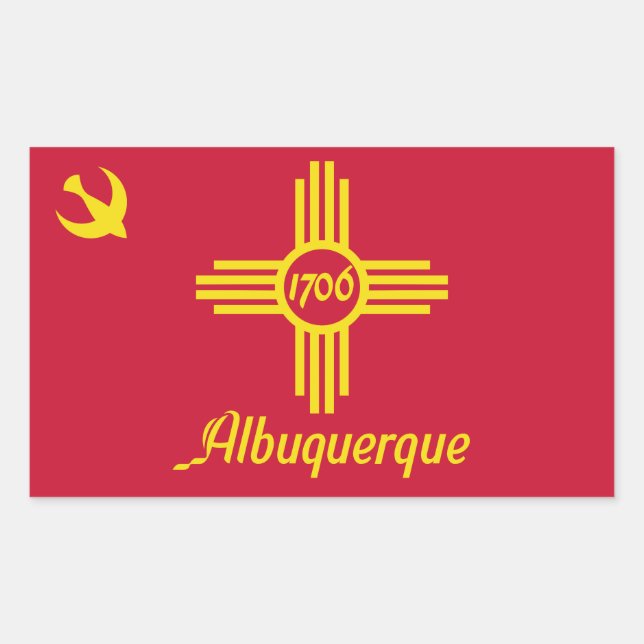 Pegatina Rectangular Bandera de Albuquerque, Nuevo México Rectangular S (Anverso)