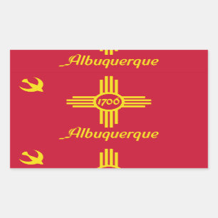 Pegatina Rectangular Bandera de Albuquerque, Nuevo México Rectangular S