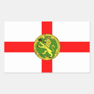 Pegatina Rectangular Bandera de Alderney Símbolo de Guernsey británico