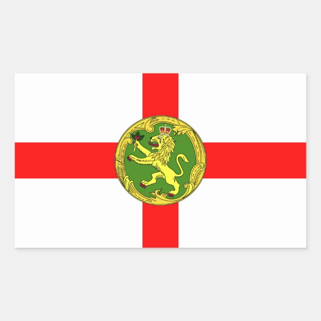 Pegatina Rectangular Bandera de Alderney Símbolo de Guernsey británico (Anverso)