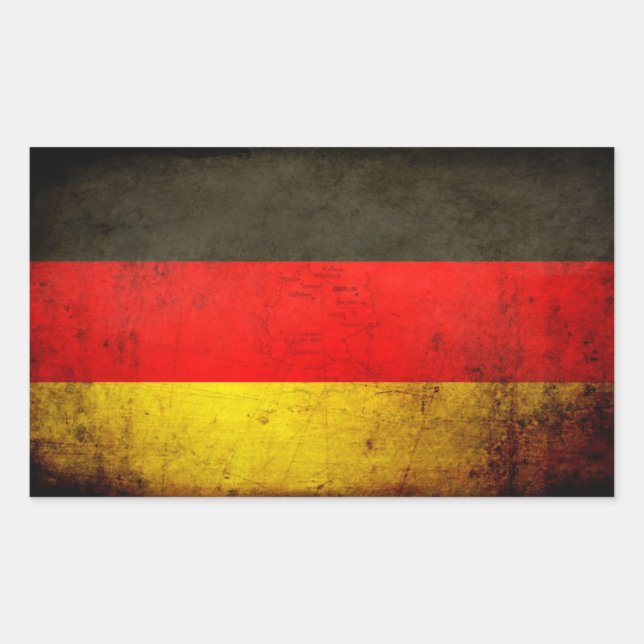 Pegatina Rectangular Bandera de Alemania Grunge 1 (Anverso)
