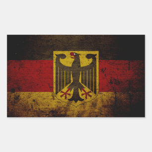 Pegatina Rectangular Bandera de Alemania negra grunge