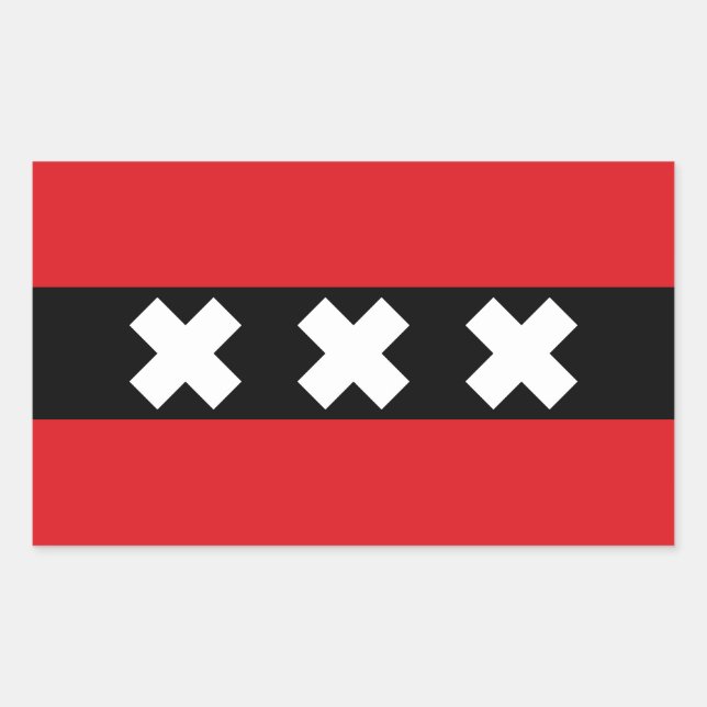 Pegatina Rectangular Bandera de Amsterdam, Países Bajos (Anverso)