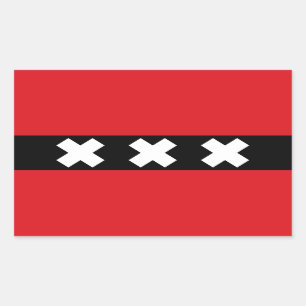 Pegatina Rectangular Bandera de Amsterdam, Países Bajos