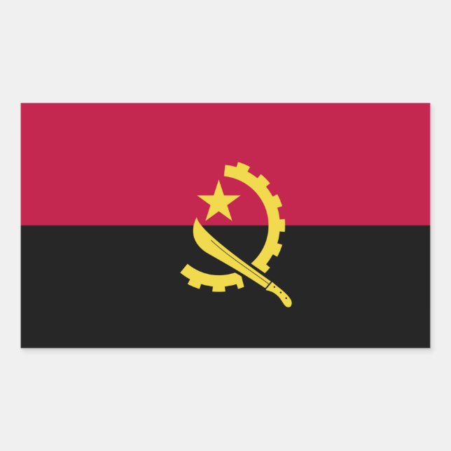 Pegatina Rectangular Bandera de Angola (Anverso)