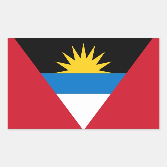 Pegatina Rectangular Bandera de Antigua y Barbuda (Anverso)
