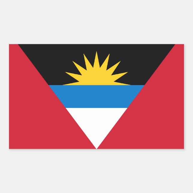Pegatina Rectangular Bandera de Antigua y de Barbuda (Anverso)