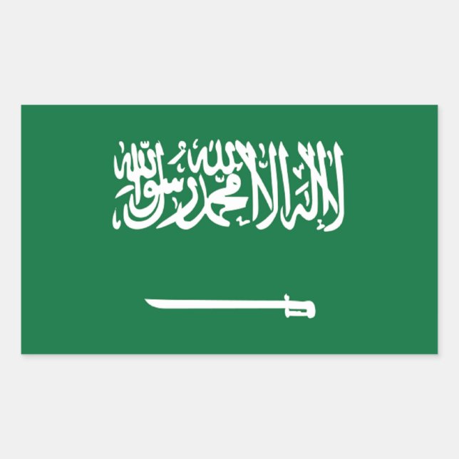 Pegatina Rectangular Bandera de Arabia Saudita (Anverso)
