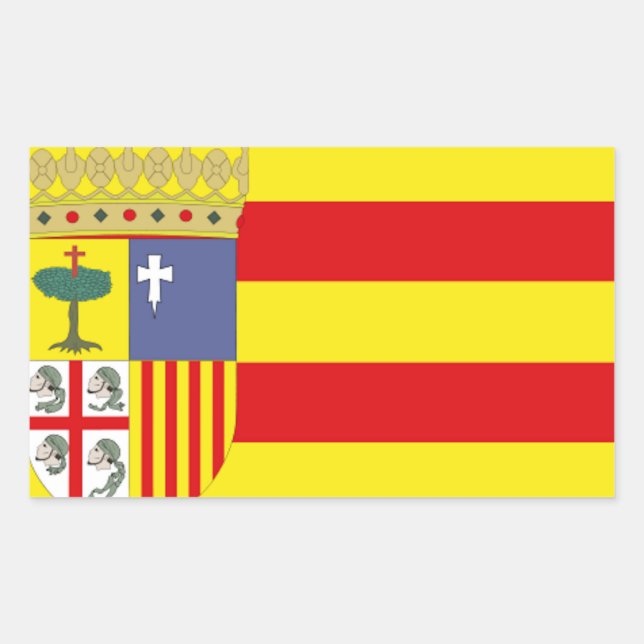Pegatina Rectangular Bandera de Aragón (Anverso)