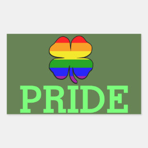 Pegatina Rectangular Bandera de arcoíris de la orgullo gay Trébol