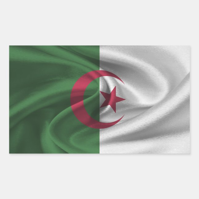 Pegatina Rectangular Bandera de Argelia (Anverso)