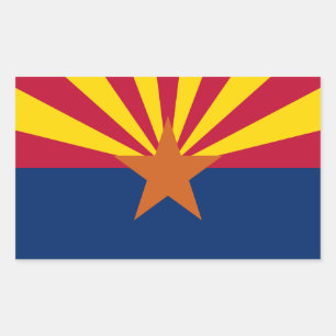 Pegatina Rectangular Bandera de Arizona: Poniendo a Star Sun, el Estado