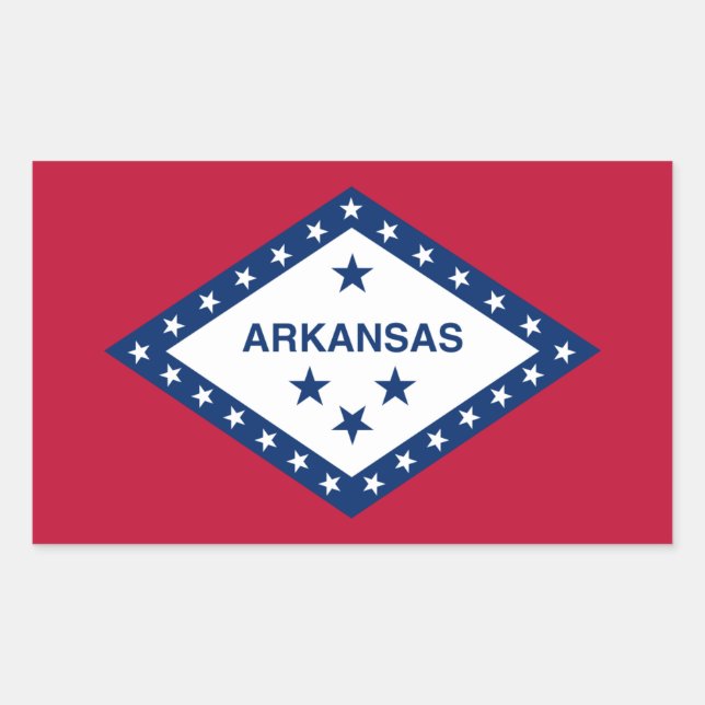 Pegatina Rectangular Bandera de Arkansan, Bandera de Arkansas (Anverso)