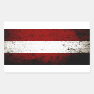Pegatina Rectangular Bandera de Austria Grunge Negra