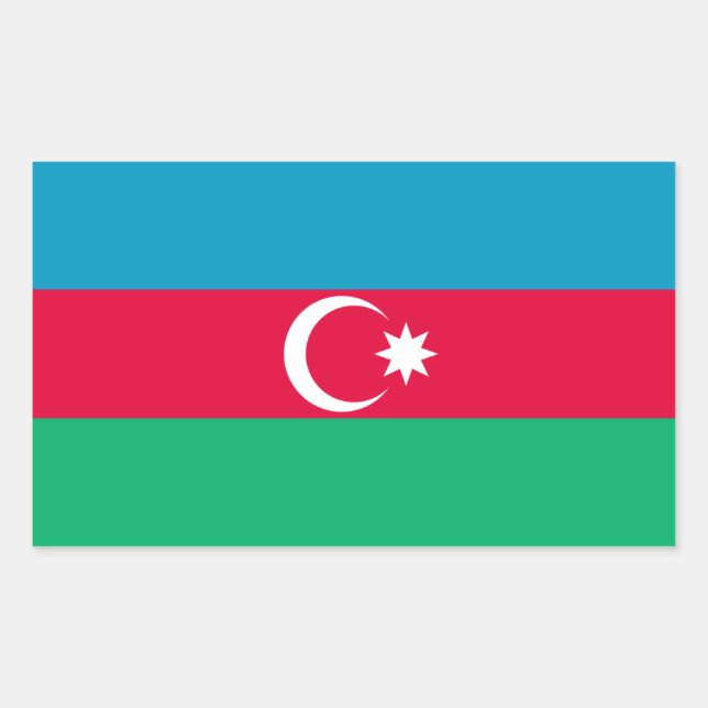Pegatina Rectangular Bandera de Azerbaiyán/Azerbaiyán (Anverso)