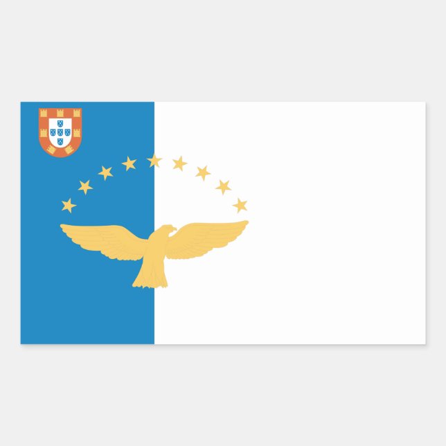 Pegatina Rectangular Bandera de Azores (Anverso)