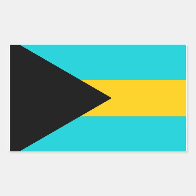 Pegatina Rectangular Bandera de Bahamas (Anverso)