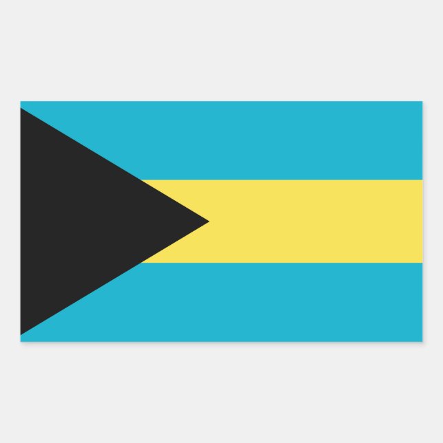 Pegatina Rectangular Bandera de Bahamas (Anverso)