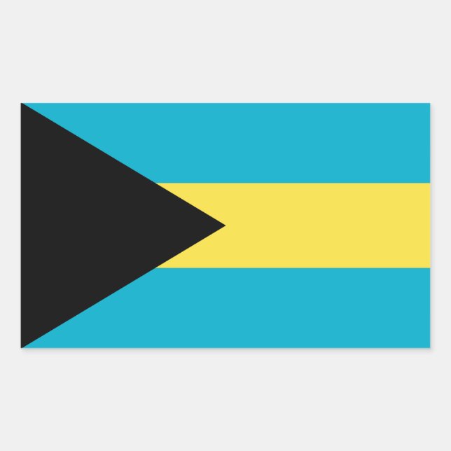 Pegatina Rectangular Bandera de Bahamas (Anverso)