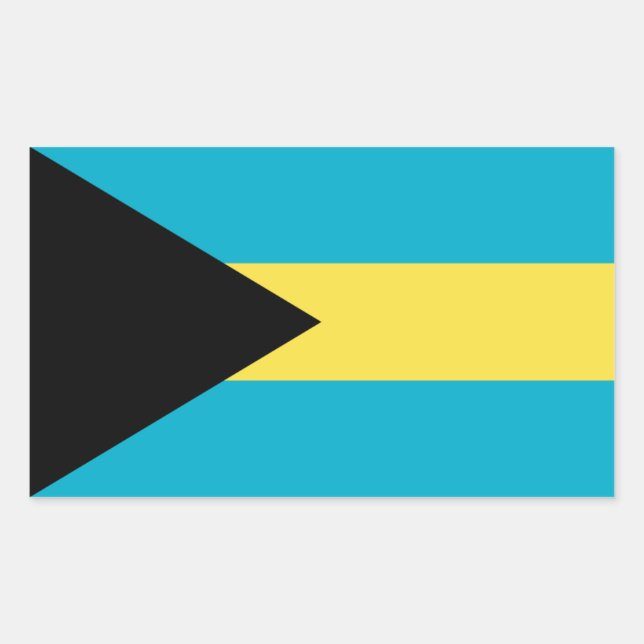 Pegatina Rectangular Bandera de Bahamas/Bahamas (Anverso)
