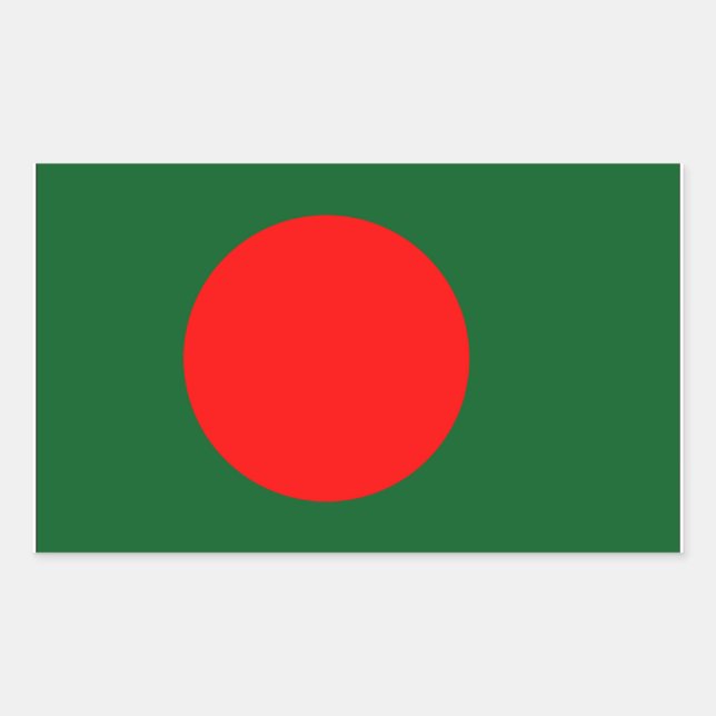 Pegatina Rectangular Bandera de Bangladesh (Anverso)