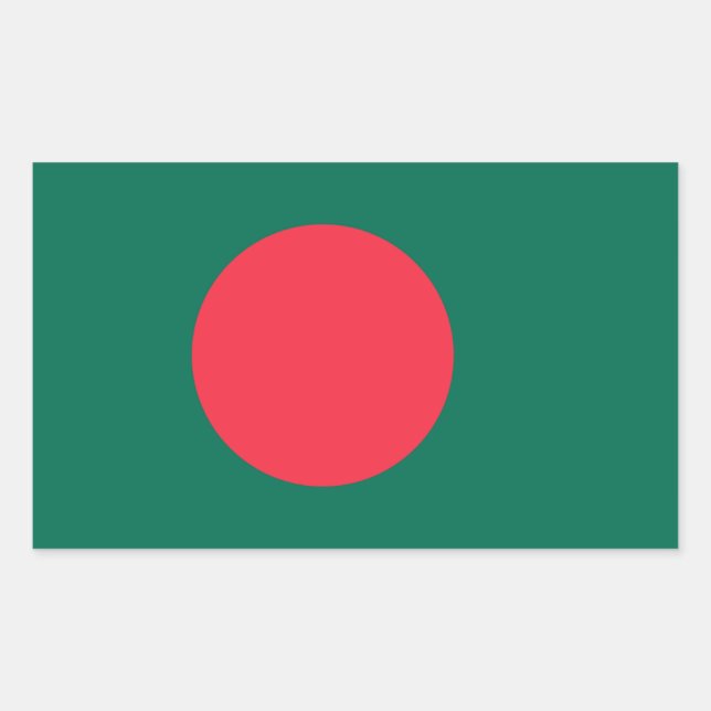 Pegatina Rectangular Bandera de Bangladesh, bandera de Bangladesh (Anverso)