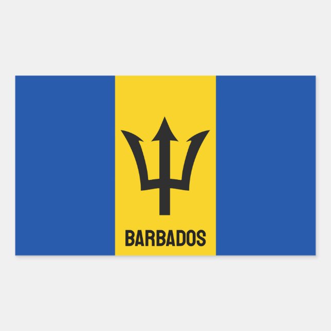 Pegatina Rectangular Bandera de Barbados (Anverso)