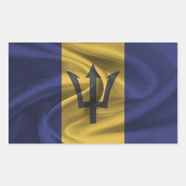 Pegatina Rectangular Bandera de Barbados (Anverso)