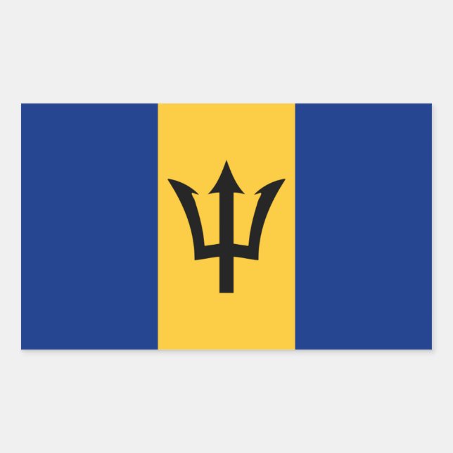 Pegatina Rectangular Bandera de Barbados/Barbados/Bajuns (Anverso)