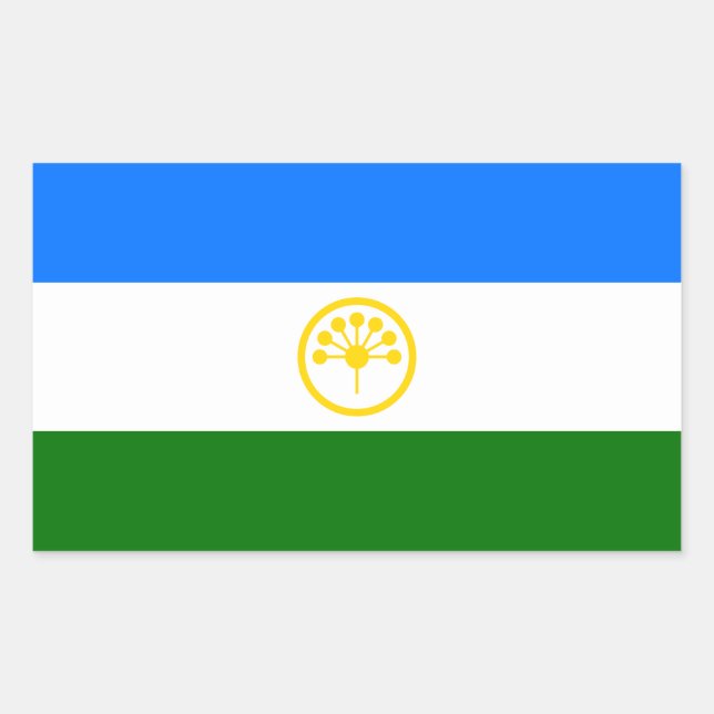 Pegatina Rectangular Bandera de Baskortostán Patriótico (Anverso)