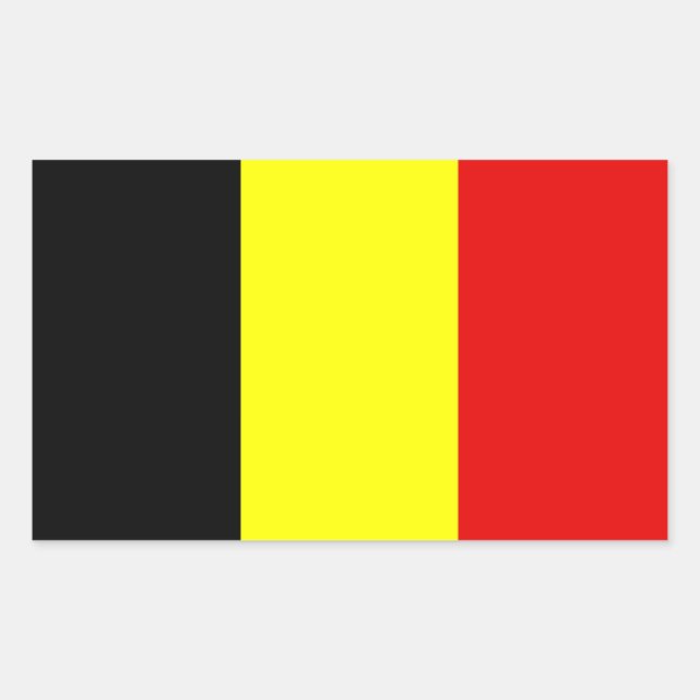 Pegatina Rectangular Bandera de Bélgica (Anverso)