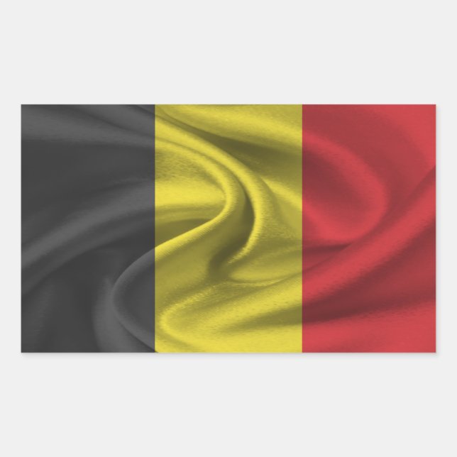 Pegatina Rectangular Bandera de Bélgica (Anverso)
