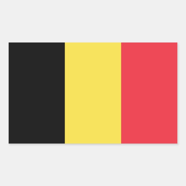 Pegatina Rectangular Bandera de Bélgica (Anverso)