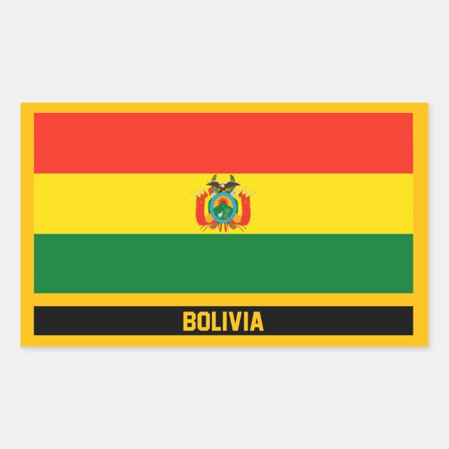 Pegatina Rectangular Bandera de Bolivia (Anverso)