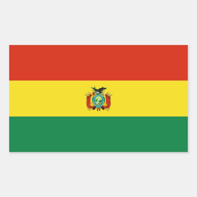 Pegatina Rectangular Bandera de Bolivia/Bolivia (Anverso)