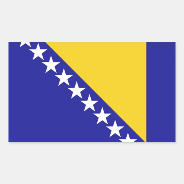 Pegatina Rectangular Bandera de Bosnia y Herzegovina (Anverso)