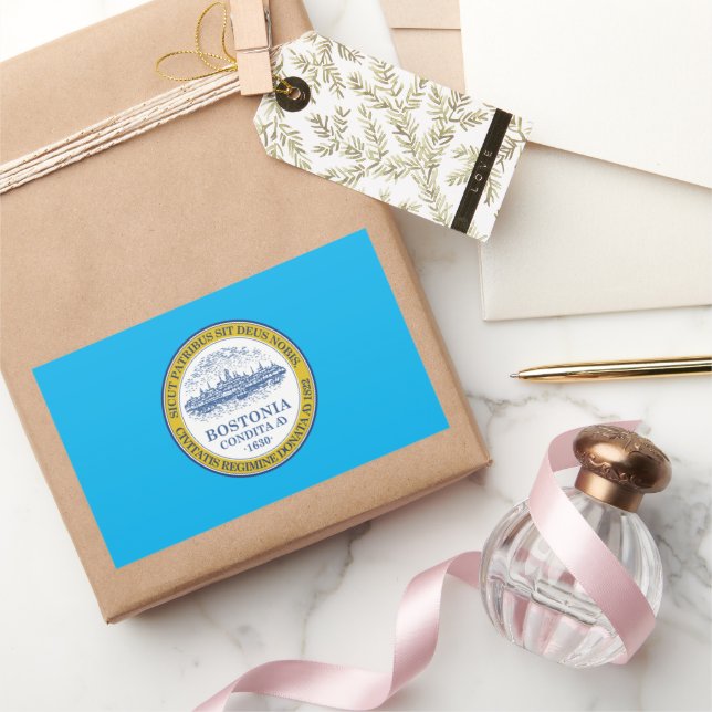 Pegatina Rectangular Bandera de Boston City (Massachusetts) (Regalar)