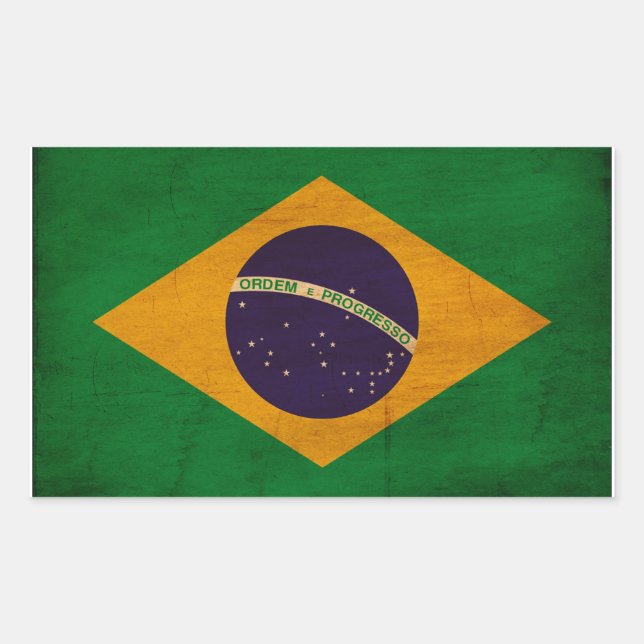 Pegatina Rectangular Bandera de Brasil (Anverso)