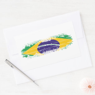 Pegatina Rectangular Bandera de Brasil