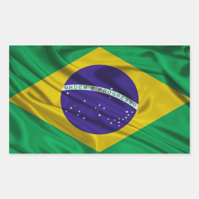 Pegatina Rectangular Bandera de Brasil (Anverso)