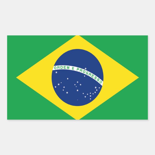 Pegatina Rectangular Bandera de Brasil (Anverso)
