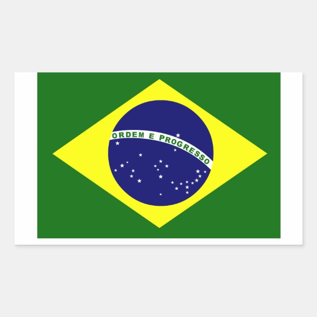 Pegatina Rectangular Bandera de Brasil (Anverso)