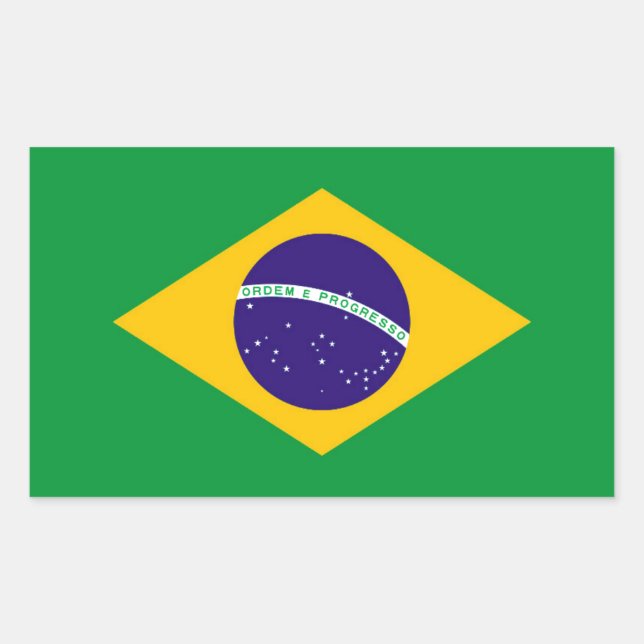 Pegatina Rectangular Bandera de Brasil (Anverso)