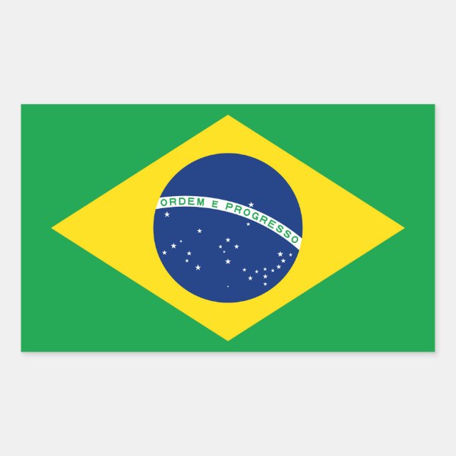 Pegatina Rectangular Bandera de Brasil (Anverso)