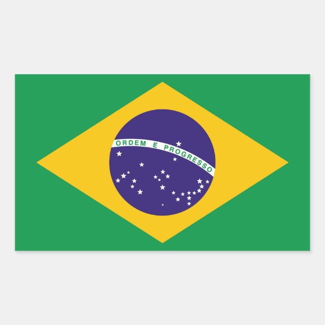 Pegatina Rectangular Bandera de Brasil Bandeira do Brasil (Anverso)
