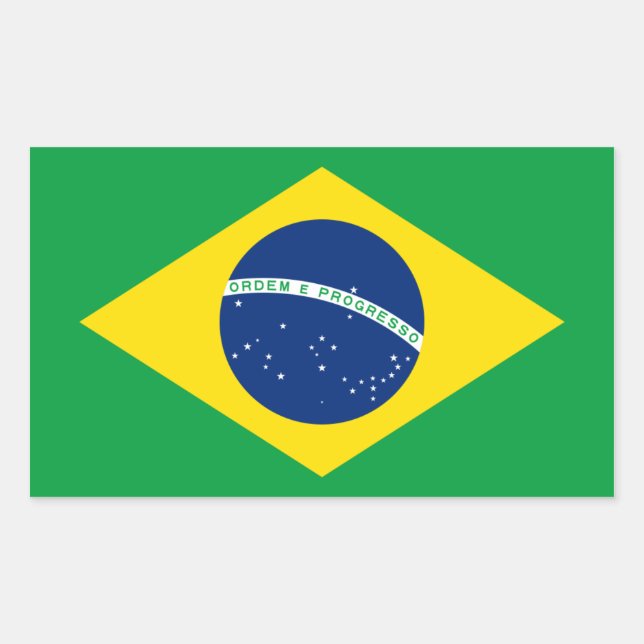 Pegatina Rectangular Bandera de Brasil/Brasil (Anverso)