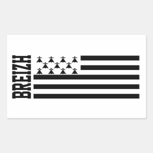 Pegatina Rectangular Bandera de Bretaña, Francia