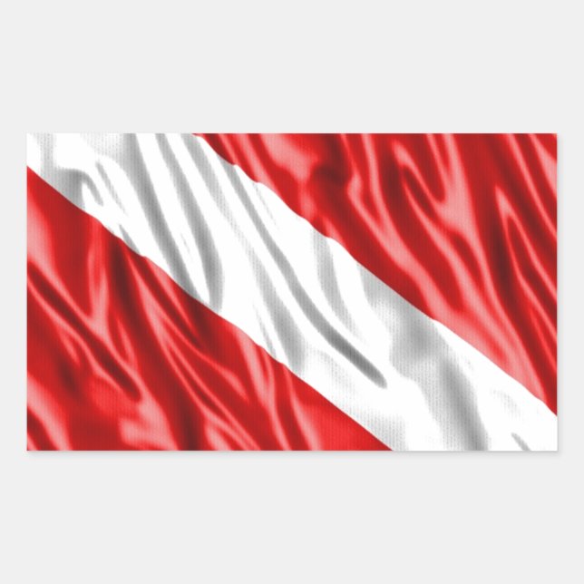Pegatina Rectangular Bandera de buceo (Anverso)