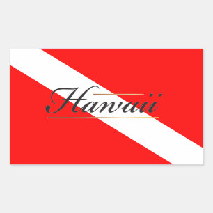 Pegatina Rectangular Bandera de buceo de Hawái