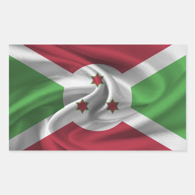 Pegatina Rectangular Bandera de Burundi (Anverso)